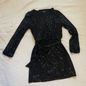 Black sequin mini dress